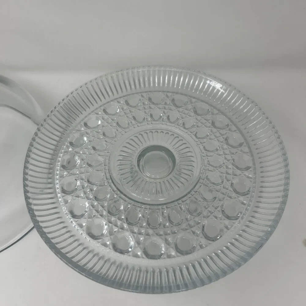 Vintage Glass Dome Footed  Cake Plate Stand 11